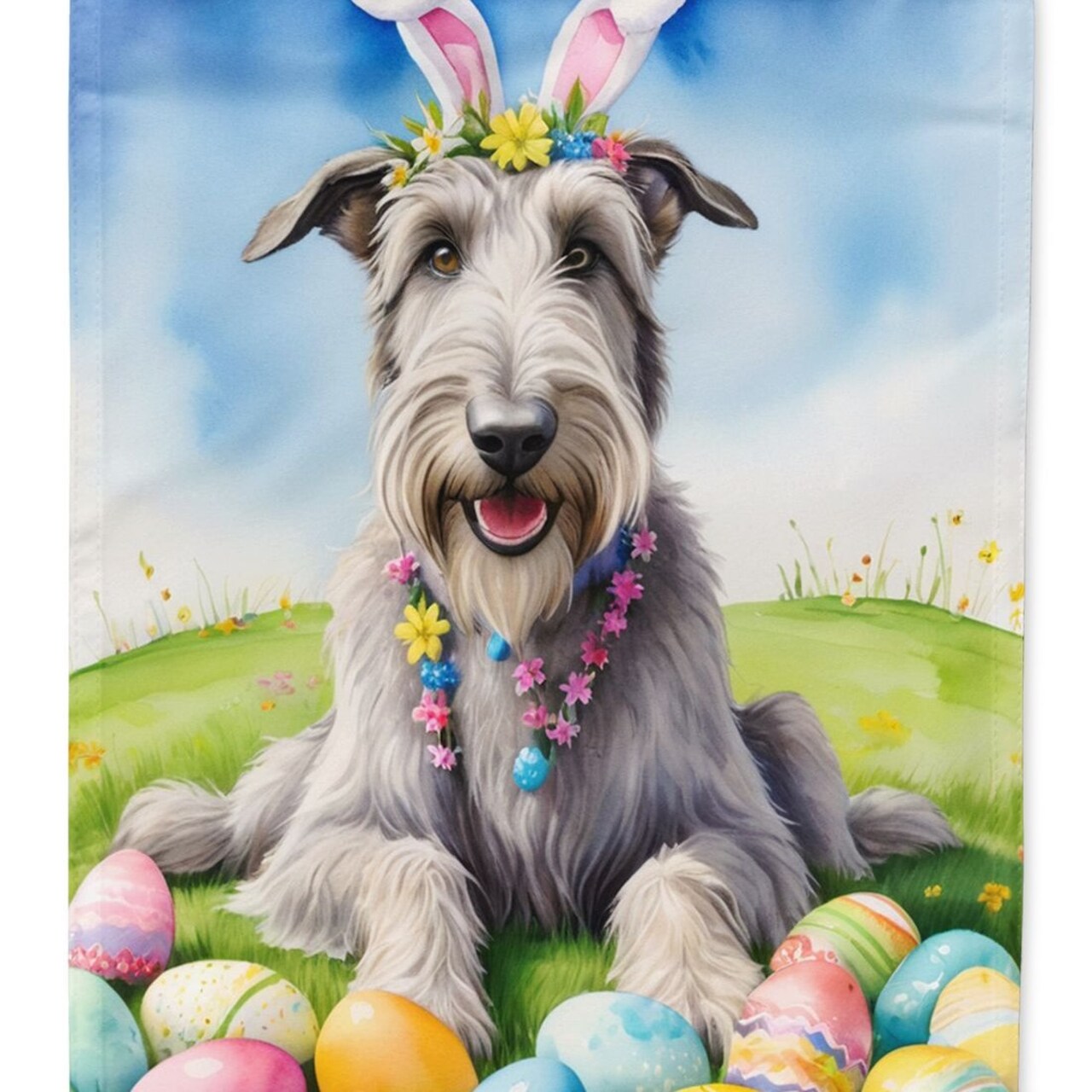 Edge Collections - 11.25" X 15.50" - Multicolor - Easter Egg Hunt Irish Wolfhound Decorative - 1 Piece